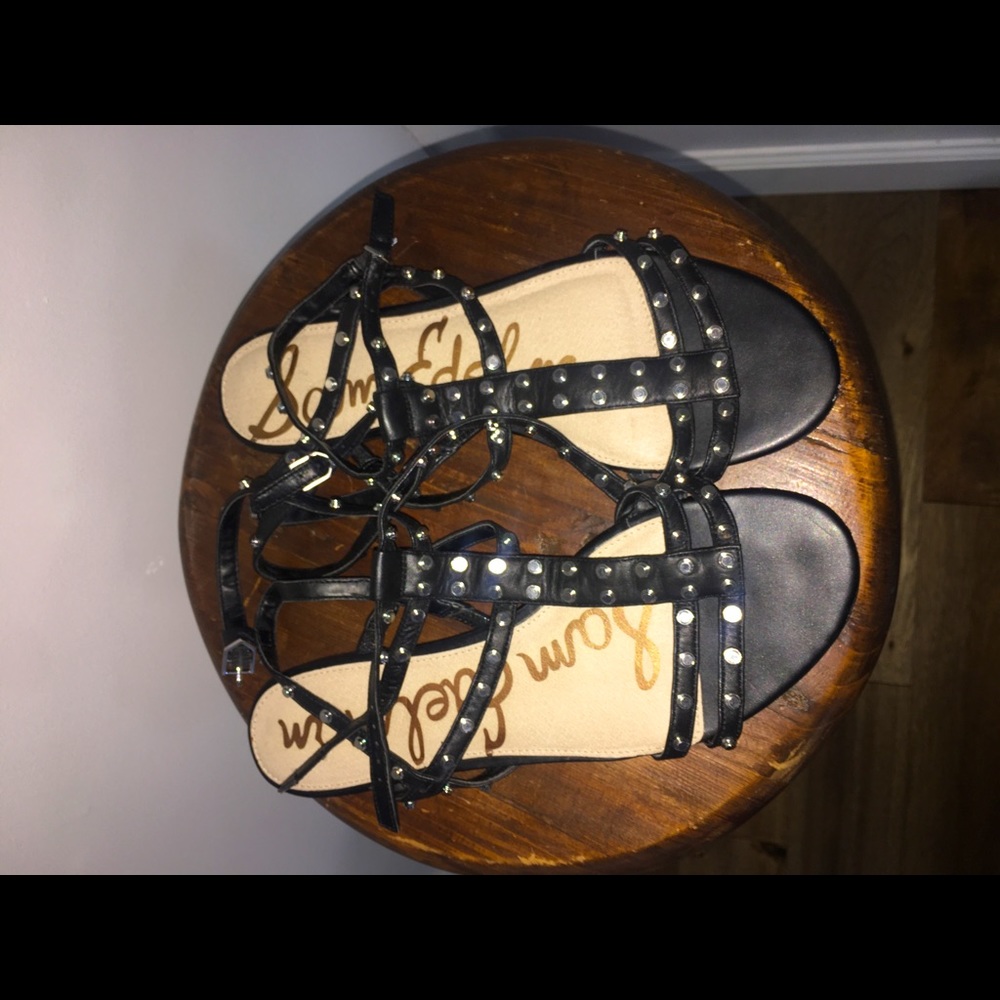 Sam Edelman black and silver Gladiator Sandal 10